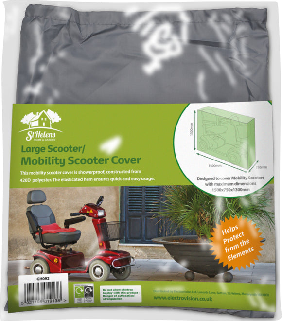 St Helens Home and Garden Waterproof Mobility Scooter Storage Cover with Draw String Storage Bag - Large