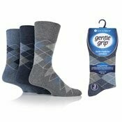 Gentle Grip Argyle Socks UK 6 - 11 - Pack of 3